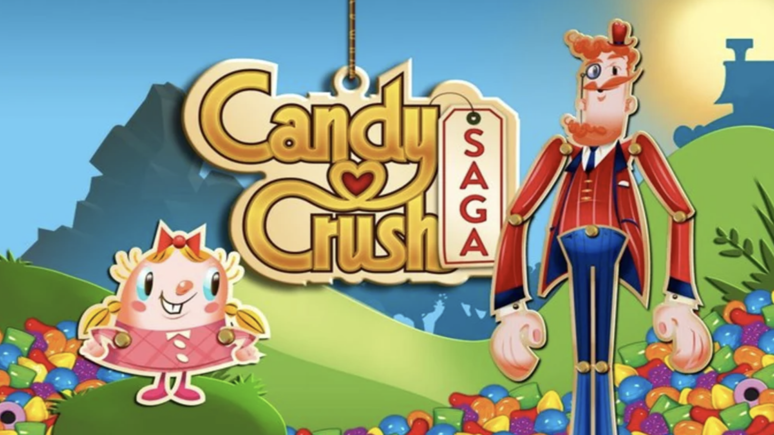 Candy Crush Saga gameplay with colorful puzzle board and match-three mechanics