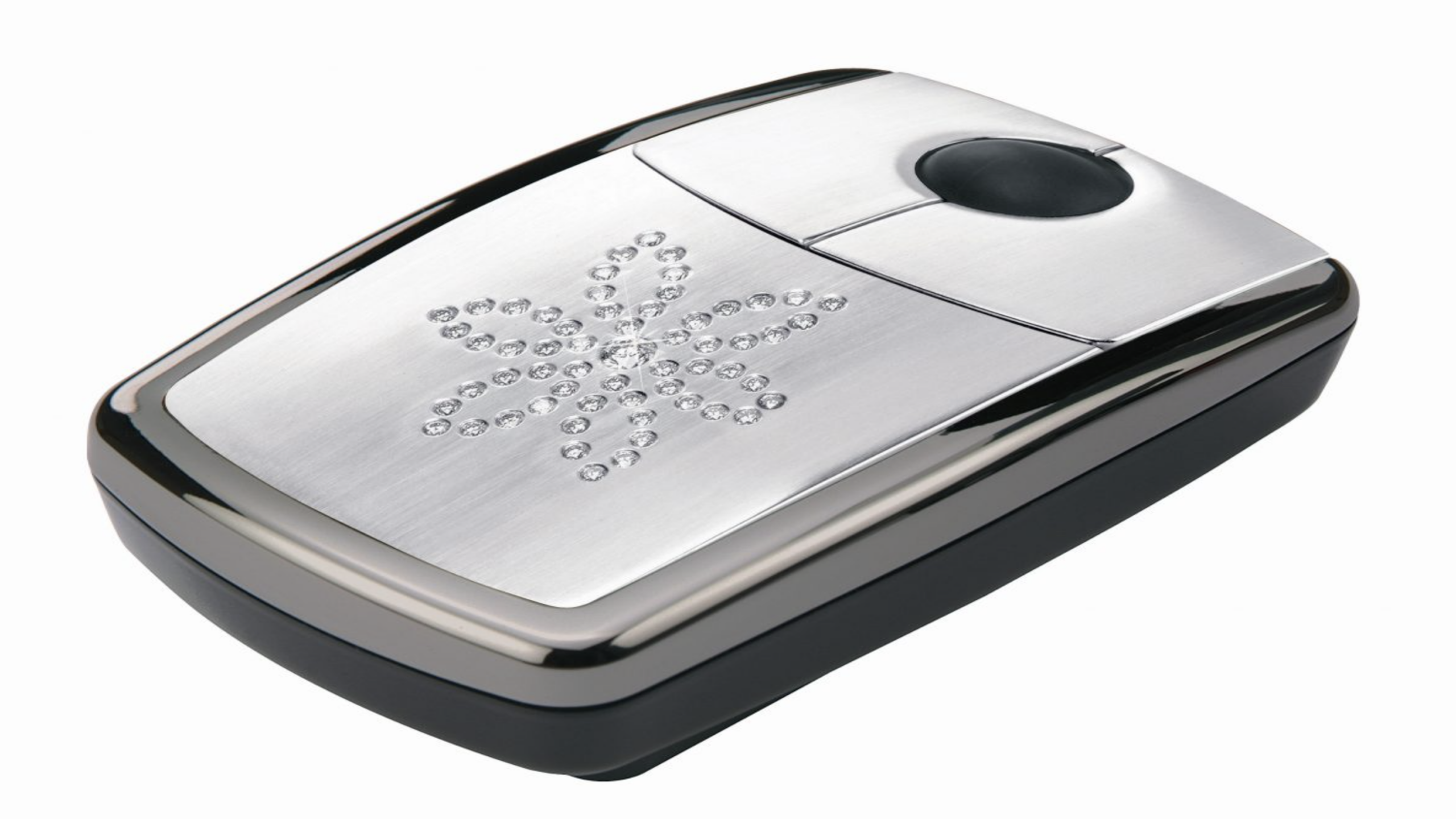 Luxurious diamond flower RF gaming mouse with gold and diamonds