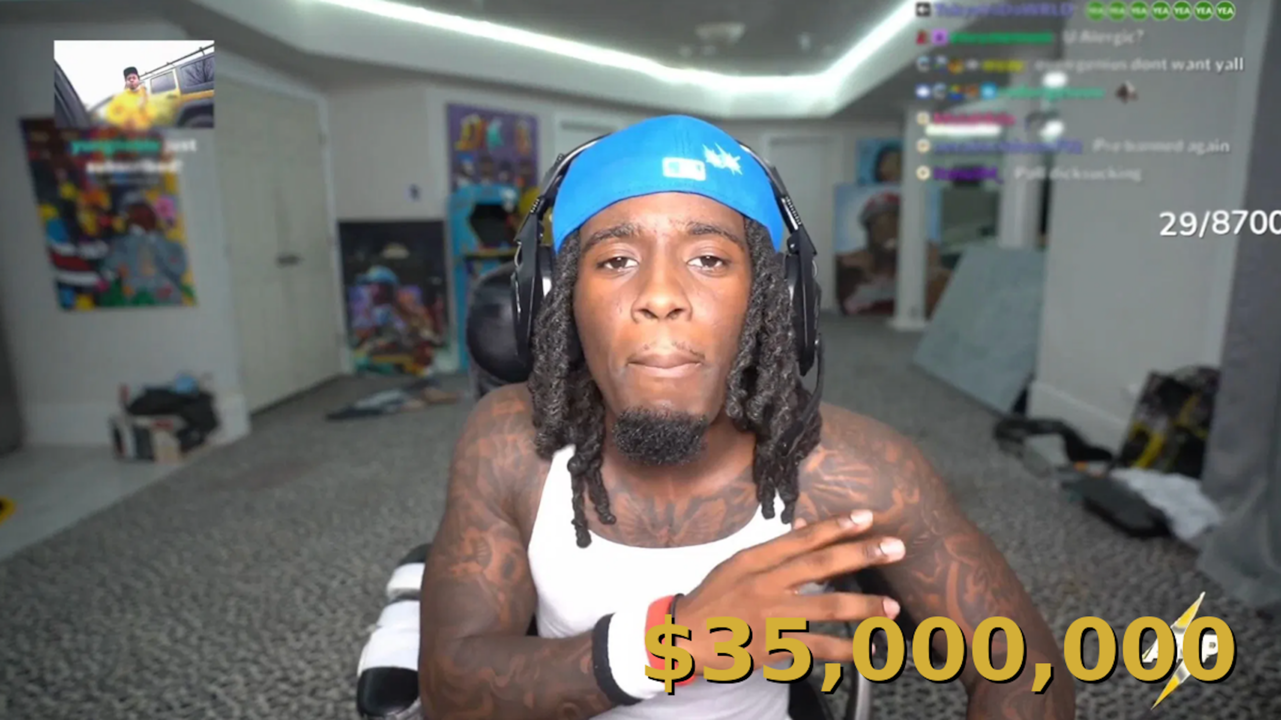 Richest streamer Kai Cenat net worth Twitch setup image