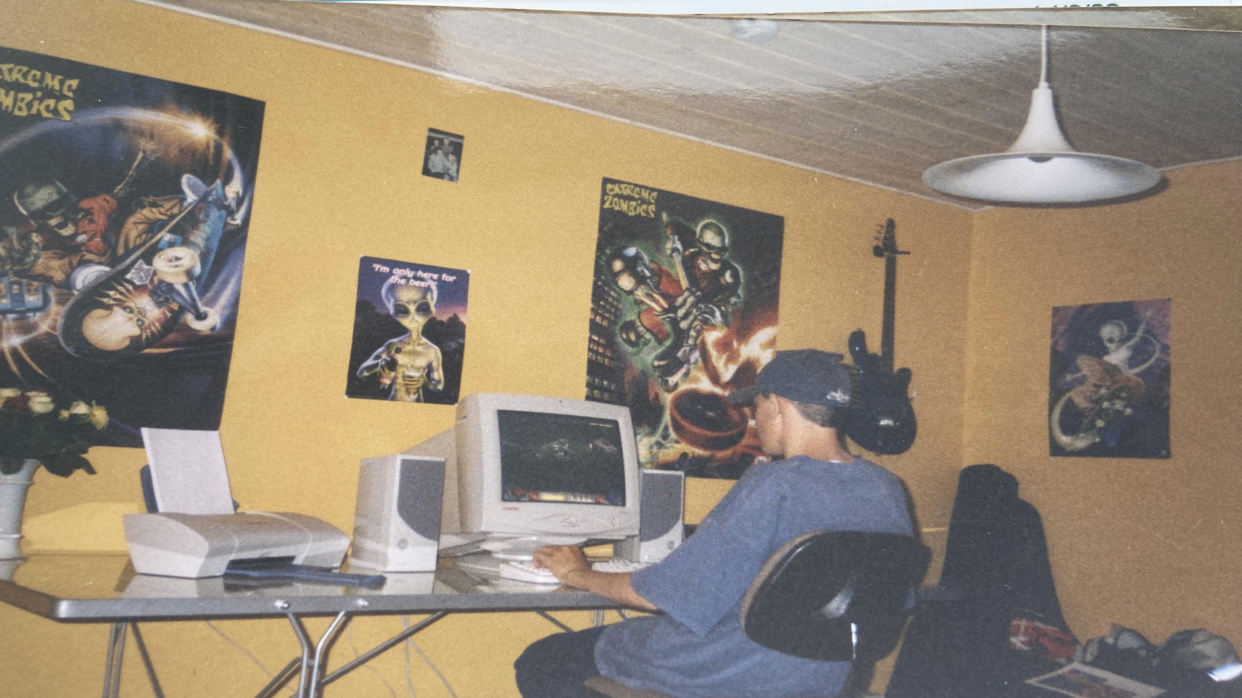 gaming 2000s bedroom setup posters crt computer nostalgic teen gamer room