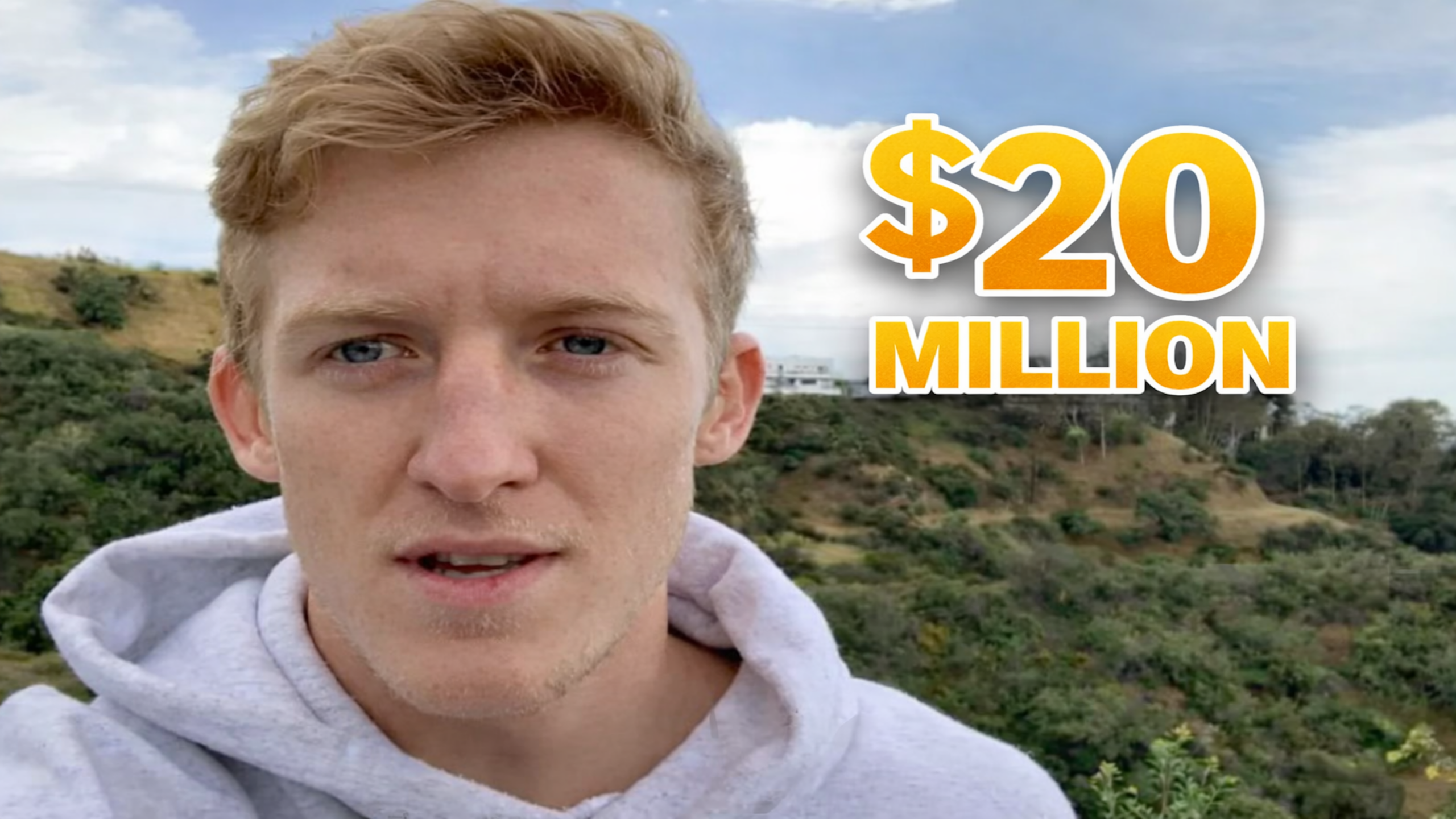 Famous content creator outdoor selfie with $20 million net worth earned through streaming, YouTube and gaming-related business ventures