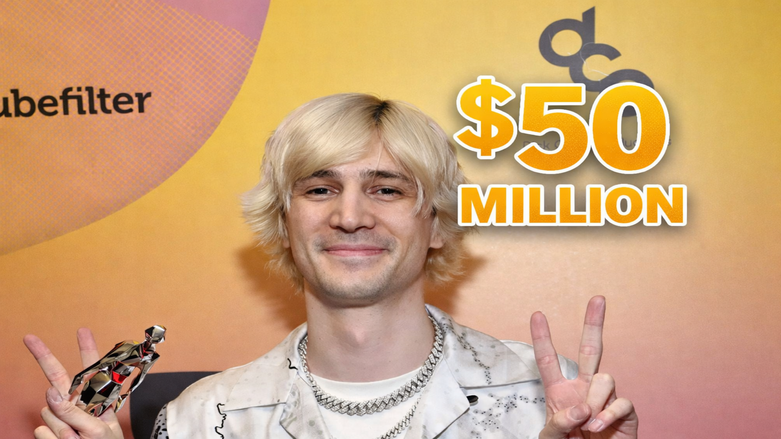 xQc streamer holding award with $50 million net worth from Twitch streaming, Kick deal, viral content and massive online audience growth

