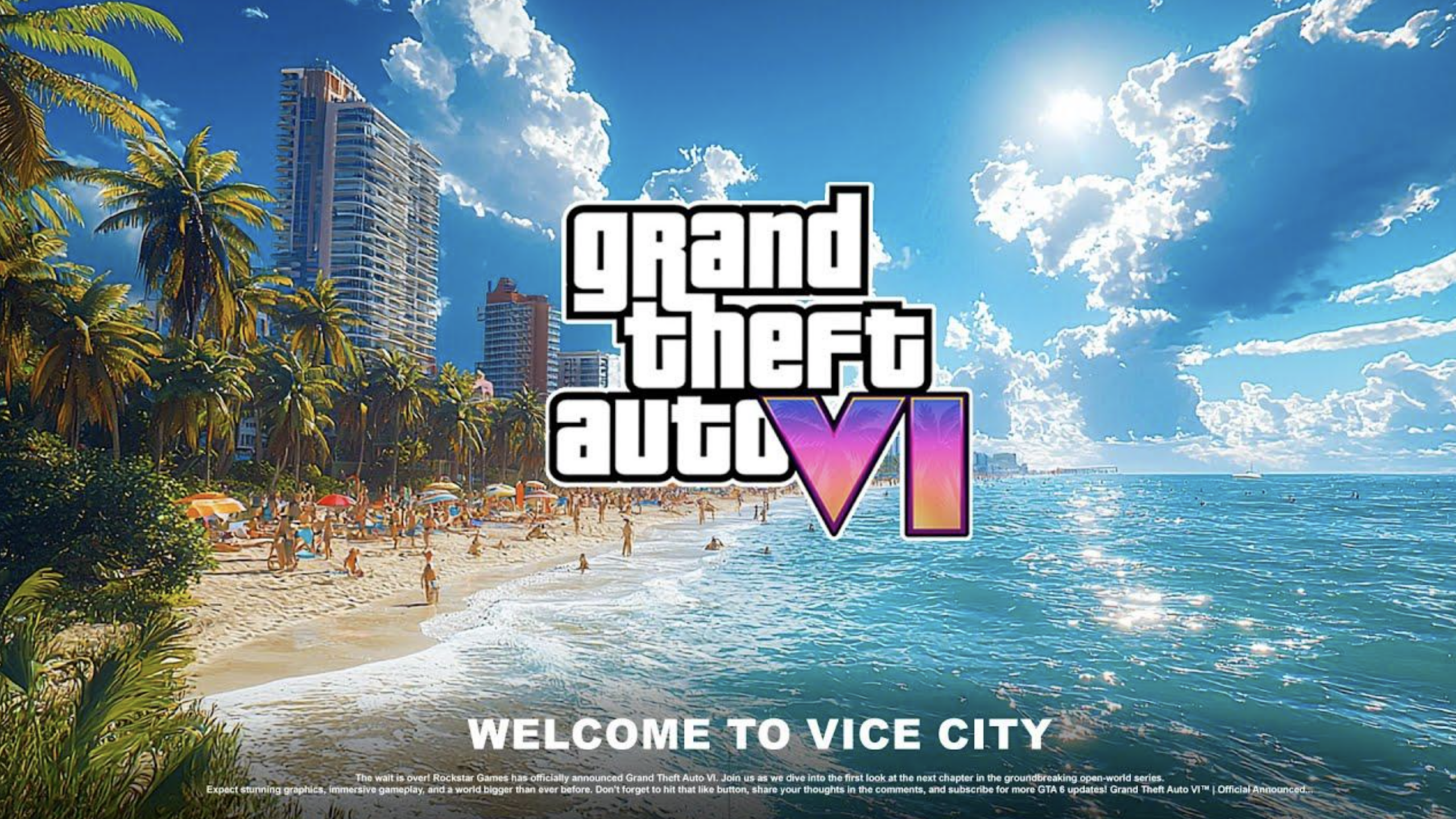 GTA VI modern Vice City skyline with realistic next gen graphics and dynamic city life