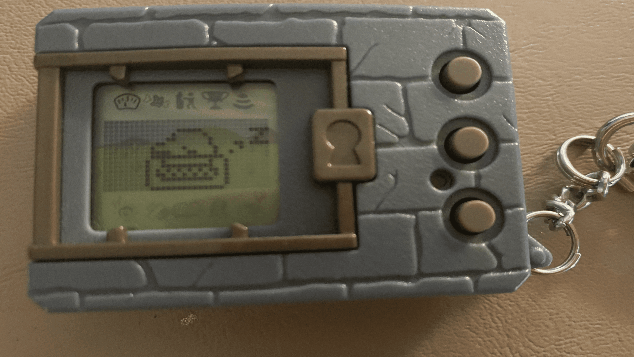 8 Digimon virtual pet device with pixel character and battle mechanics