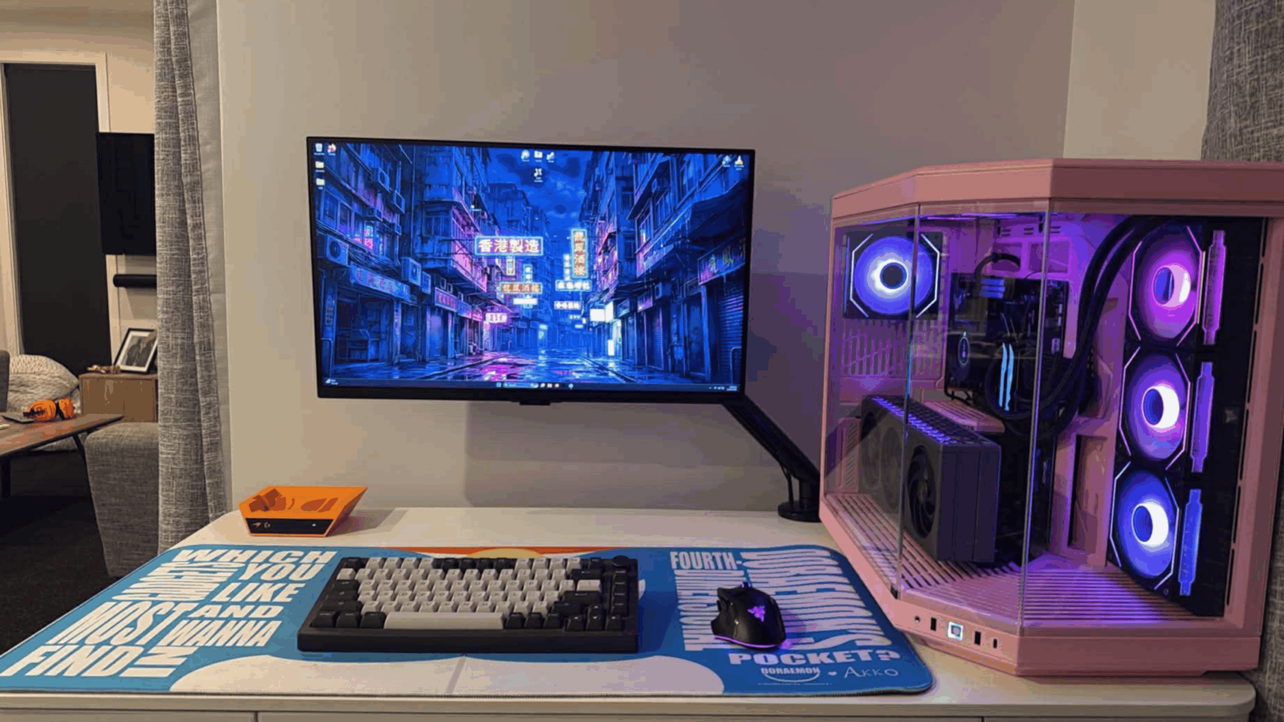 gaming rooms minimal setup rgb pc showcase glass case clean desk