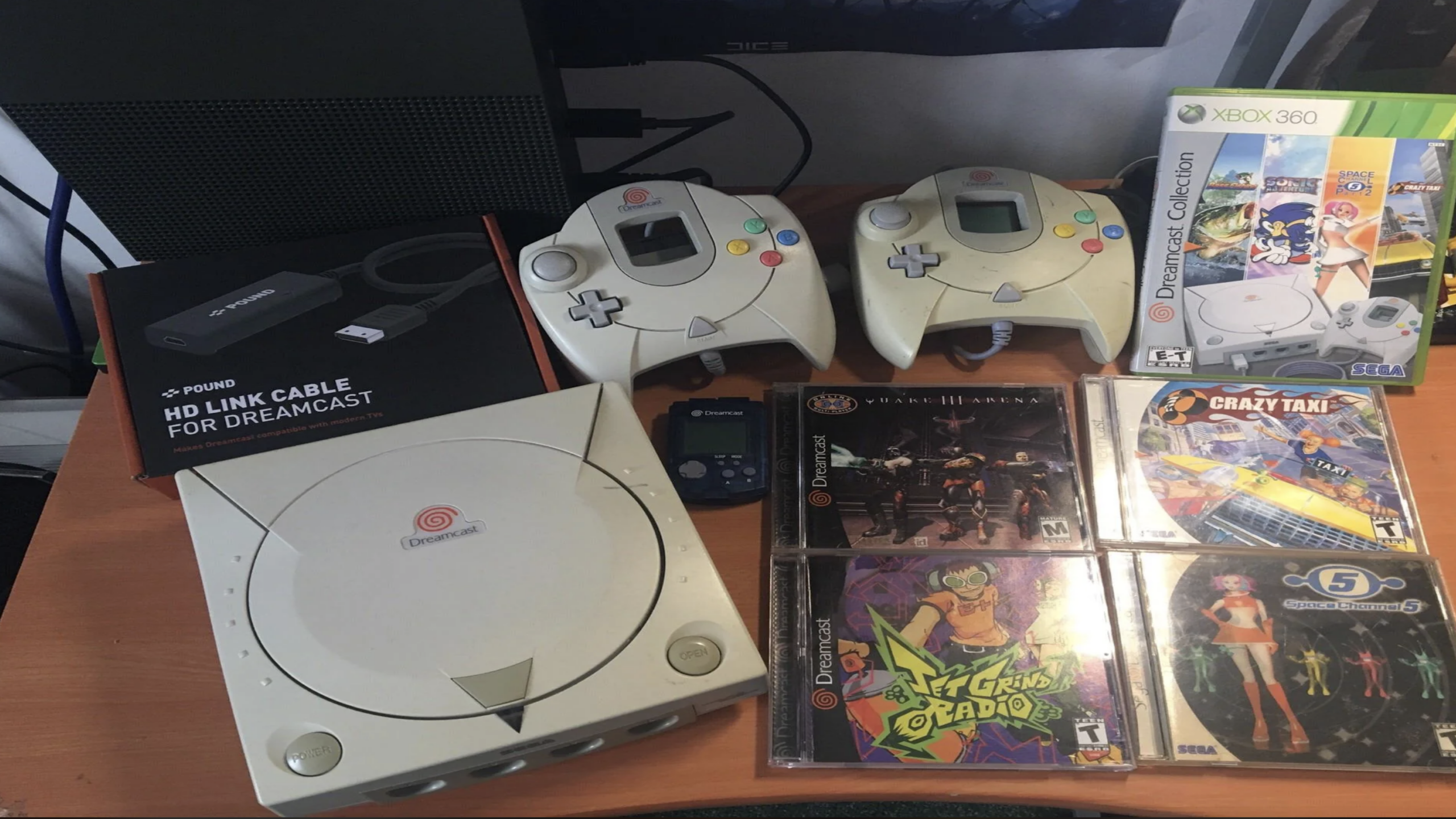 Old gaming consoles Sega Dreamcast retro system with controller nostalgic scene