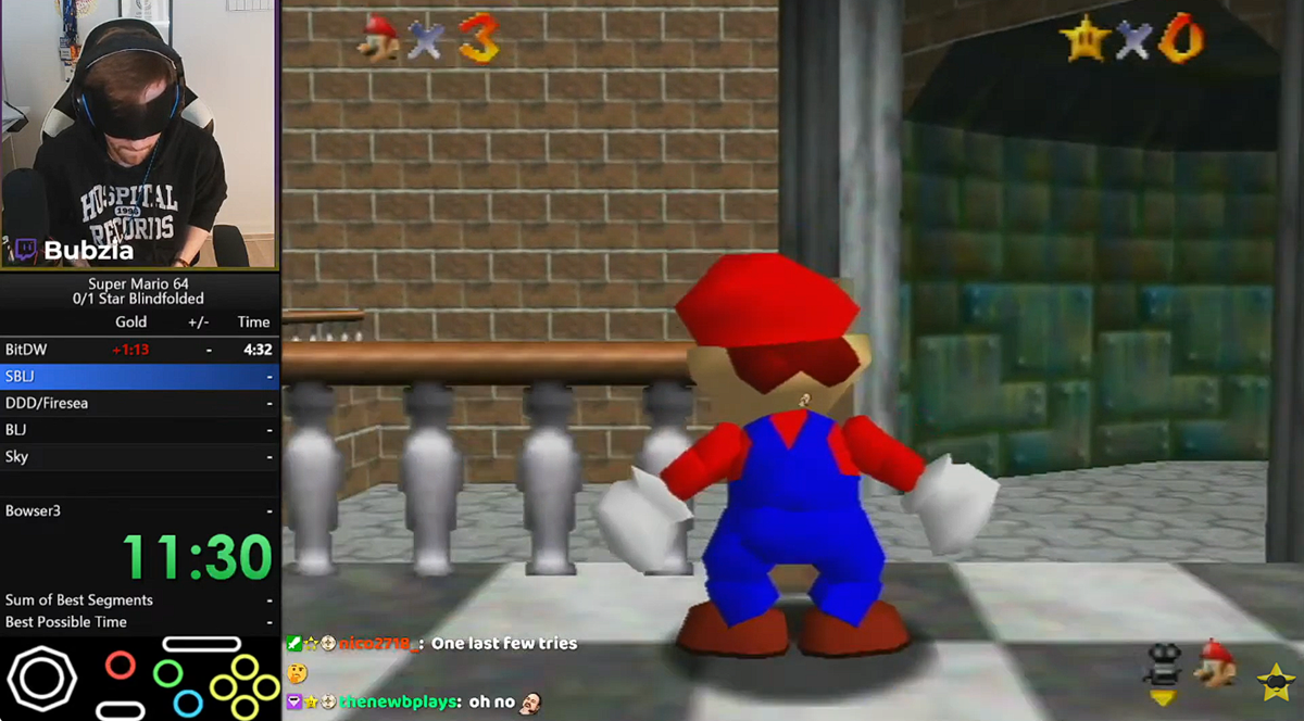 Bubzia’s Blindfolded Super Mario 64 1-Star Run