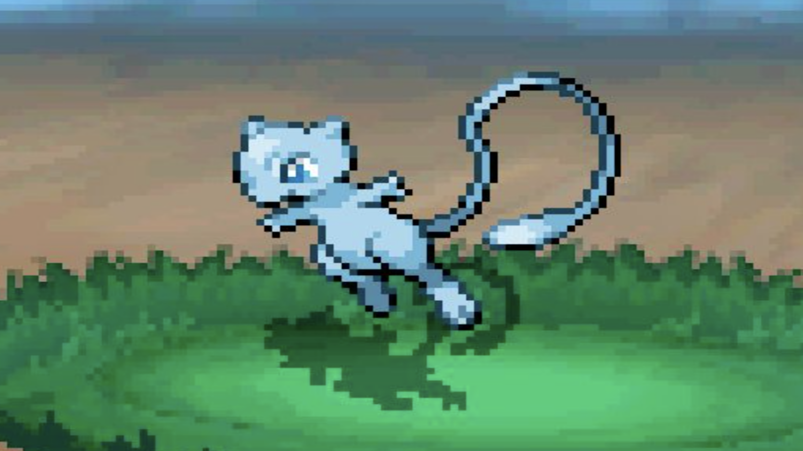 A small, blue, cat-like creature with a long, curled tail stands on a patch of grass with a blurred background, as if guarding hidden Video Game Secrets waiting to be discovered.