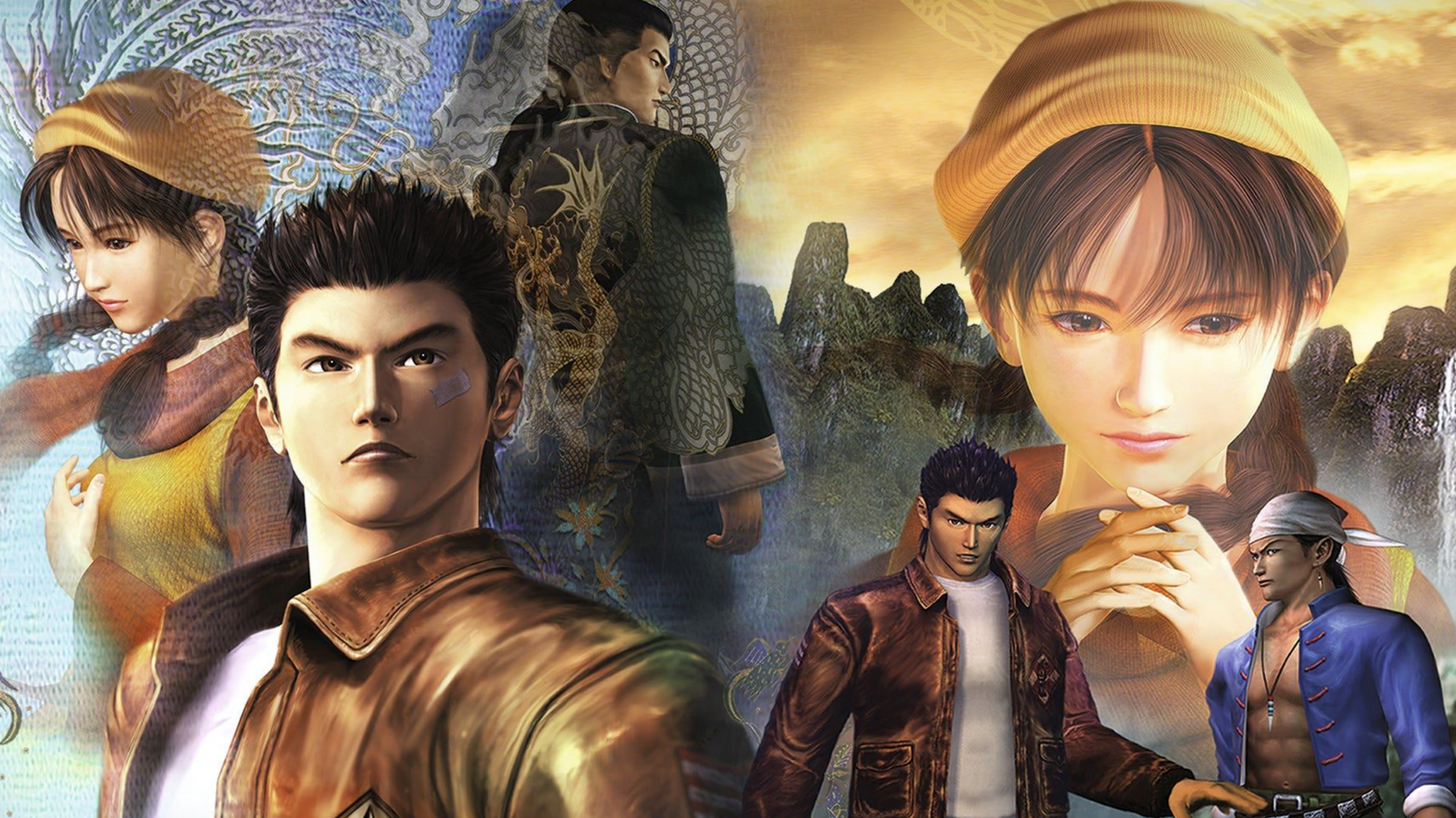 Collage of video game art featuring a young man in a brown leather jacket, a woman in a yellow beret, and various other characters against colorful and scenic backgrounds, capturing the dynamic energy reminiscent of GTA VI.